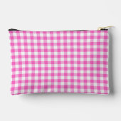 Niedliches rosa und weißes Gingham-Kariertes Muste Zubehörtasche (Rückseite)