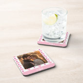 Niedliches rosa und weißes Monogramm-Foto Getränkeuntersetzer (Rechte Seite)