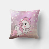 Niedliches rosa Unicorn Stardust Kissen (Rückseite)
