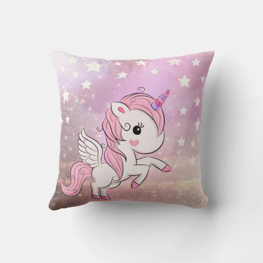 Niedliches rosa Unicorn Stardust Kissen (Rückseite)