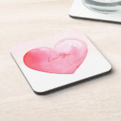 Niedliches rosa Wasserfarbenherz Getränkeuntersetzer (Linke Seite)