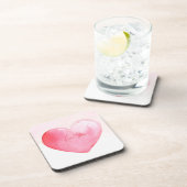 Niedliches rosa Wasserfarbenherz Getränkeuntersetzer (Rechte Seite)