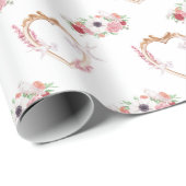 Niedliches rosa weißes Blumenmuster Geschenkpapier (Rolleneckpunkt)
