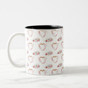 Niedliches rosa weißes Blumenmuster Zweifarbige Tasse