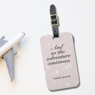 Niedliches Rosa Weißes Flugzeug Adventure setzt Ma Gepäckanhänger