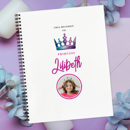 Niedliches rosa weißes Foto der Prinzessin-Krone Notizblock