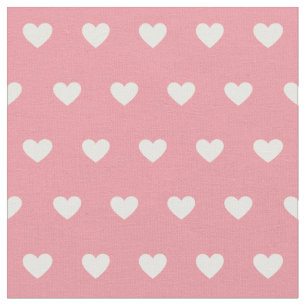 Niedliches rosa weißes Herz-Punktmuster Stoff