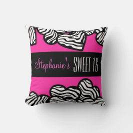 Niedliches rosa Zebraherz Sweet 16 Birthday Kissen