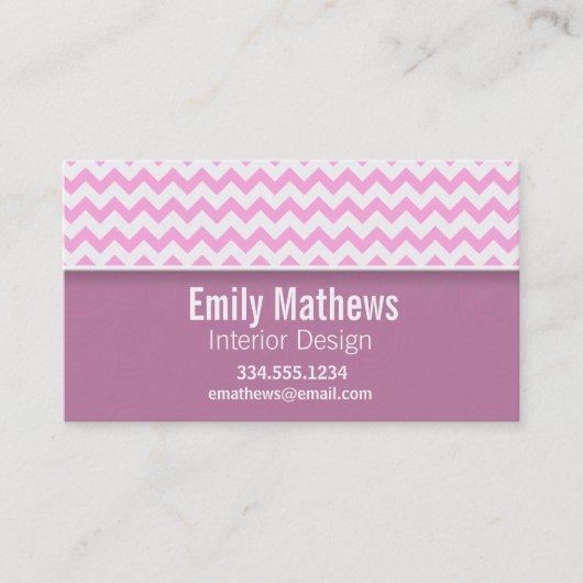 Niedliches rosa Zickzack Visitenkarte (Vorderseite)