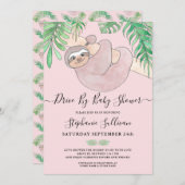 Niedliches, rosafarbenes Slotantrieb mit Babydusch Einladung (Vorne/Hinten)