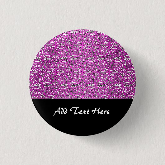 Niedliches, rosafarbenes Weinmuster Button (Vorderseite)