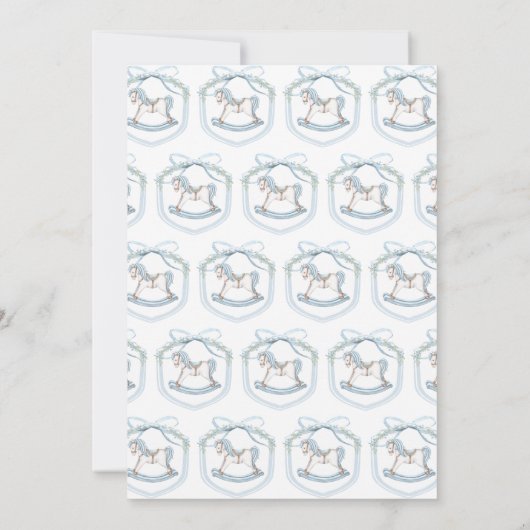 Niedliches Rosenpferd Wappen boho Babydusche Einladung (Rückseite)