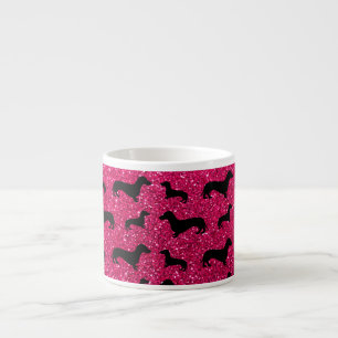 Niedliches Rosenrosa-Dackel-Glittermuster Espressotasse