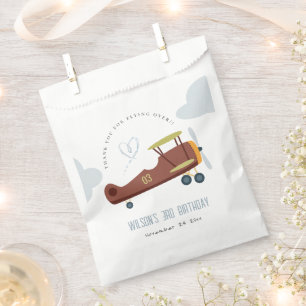 Niedliches Rost Green Blue Biplane Wolkenherz Gebu Geschenktütchen