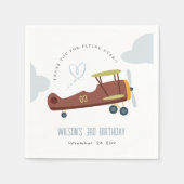 Niedliches Rost Green Blue Biplane Wolkenherz Gebu Serviette (Vorderseite)