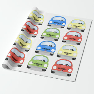 Niedliches rot-gelb-blaues Cartoon-Muster Geschenkpapier
