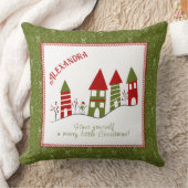 Niedliches Rot-Grün-Dorf zu Weihnachten Kissen (Decke)