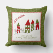 Niedliches Rot-Grün-Dorf zu Weihnachten Kissen (Vorderseite)