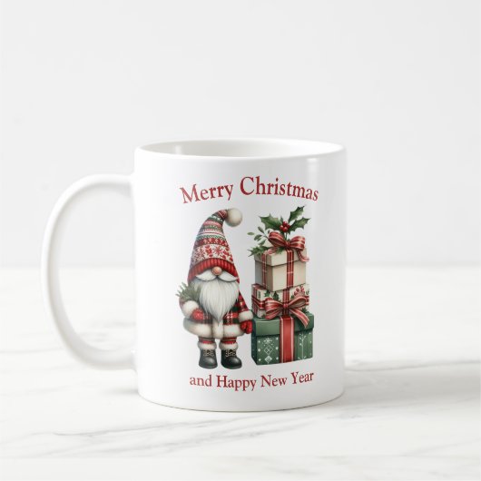 Niedliches Rot-Grün-Weihnachtsgrün mit Geschenken Kaffeetasse (Links)