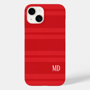 Niedliches Rot Strip Weihnachtsmonogramm Case-Mate iPhone 14 Hülle