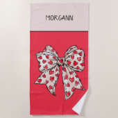 Niedliches Rot und Blütencoquette Herzerbauch Strandtuch (Vorderseite)