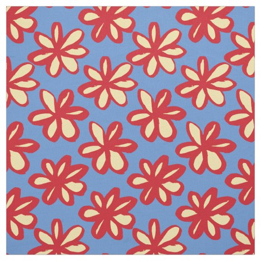 Niedliches Rot und Gelb auf Utopian Blue Stoff (Muster)