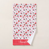 Niedliches Rot- und Rosatbeermuster Badhandtuch Set (Handtuch)