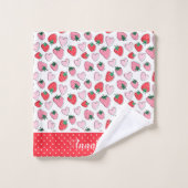 Niedliches Rot- und Rosatbeermuster Badhandtuch Set (Waschlappen)