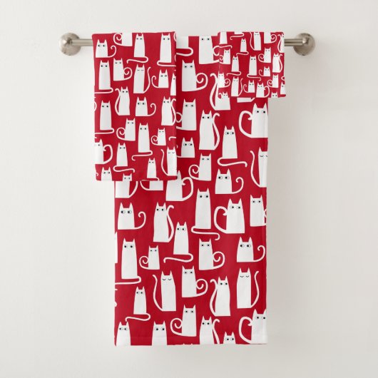 Niedliches Rot und Weiß Badhandtuch Set (Insitu)