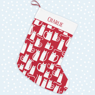 Niedliches Rot und Weiß Personalisiert Großer Weihnachtsstrumpf