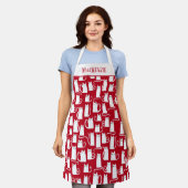 Niedliches Rot und Weiß Personalisiert Schürze (Getragen)