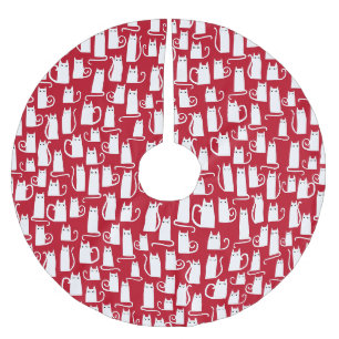 Niedliches Rot und Weiß Polyester Weihnachtsbaumdecke