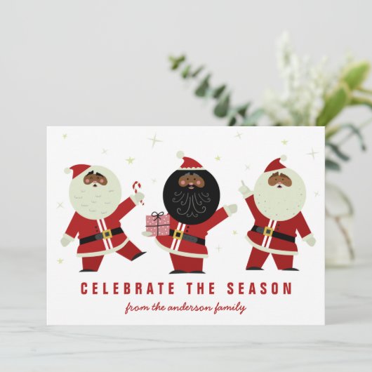 Niedliches Rot und Weiß tanzen Schwarzer Santas (Stehend Vorderseite)