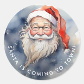 Niedliches Rot und Weiß Weihnachtsmann Portrait Runder Aufkleber (Vorderseite)