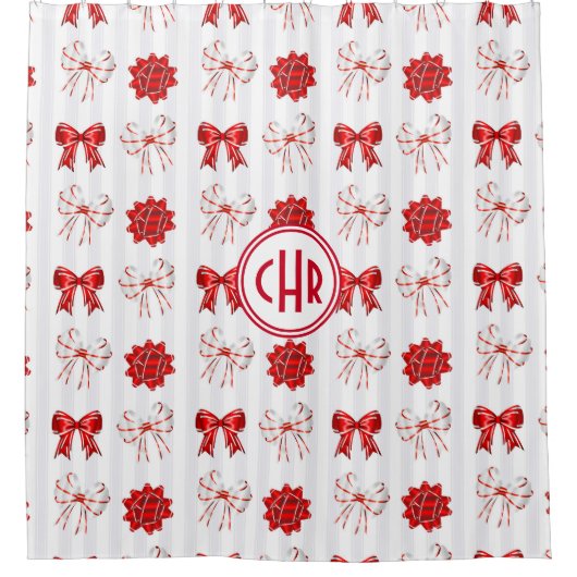 Niedliches Rot und Weiß | Weißer Hintergrund Duschvorhang (Vorderseite)