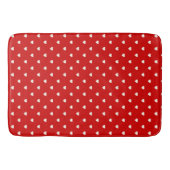 Niedliches Rot-Weiß-Polka-Dot-Herzmuster Badematte (Vorderseite)