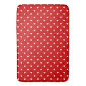 Niedliches Rot-Weiß-Polka-Dot-Herzmuster Badematte (Vorderseite Vertikal)