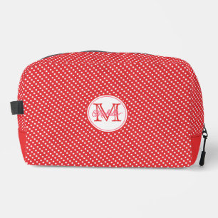 Niedliches Rot-Weiß-Punkt-Muster Mit Monogramm Waschbeutel