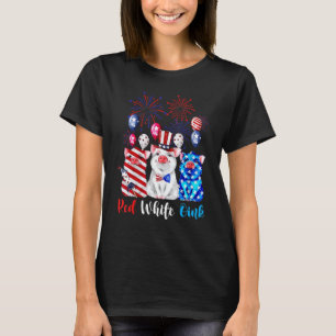 Niedliches Rot-Weiß-Rosa-Schwein 4. Juli US-amerik T-Shirt