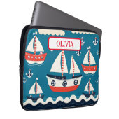 Niedliches Rot-Weiß-Segelboot mit Ankern Laptopschutzhülle (Vorne Rechts)