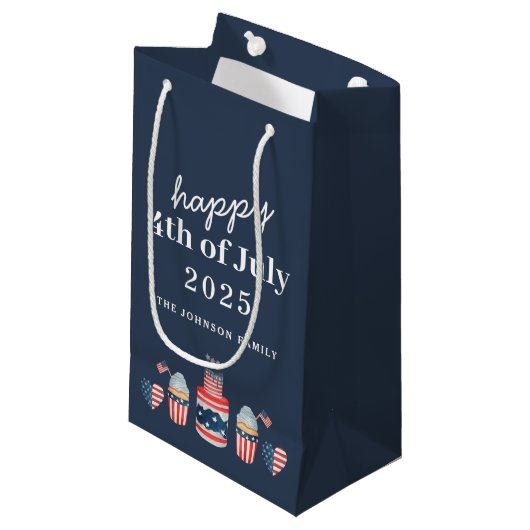 Niedliches Rot-Weiß und Blau 4. Juli Party Kleine Geschenktüte (Vorderseite Schrägansicht)