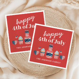 Niedliches Rot-Weiß und Blau 4. Juli Party Serviette