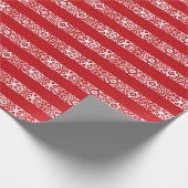 Niedliches, rot-weißes, gestreiftes Weihnachtsmust Geschenkpapier (Ecke)