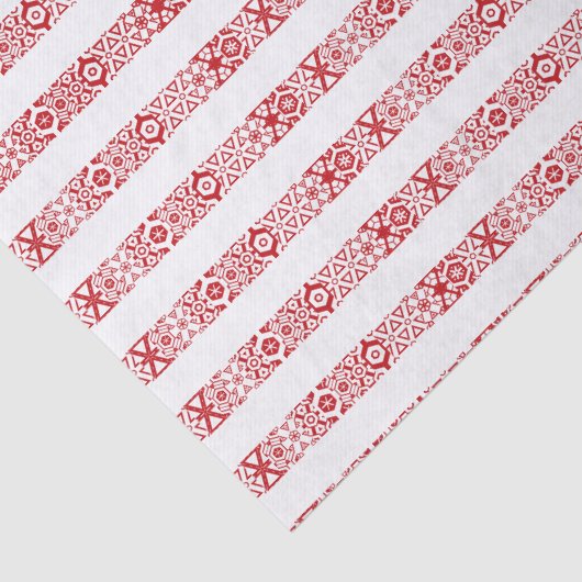 Niedliches rot-weißes Spitzenmuster Weihnachten Seidenpapier (Detail)