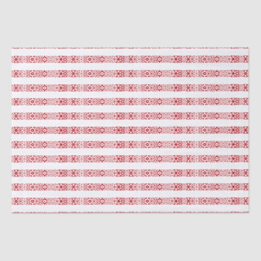Niedliches rot-weißes Spitzenmuster Weihnachten Seidenpapier (Vorderseite)