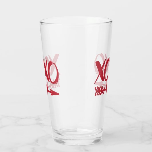 Niedliches Rot XOXO mit das Herz-Pfeil des Amors Glas (Rechts)