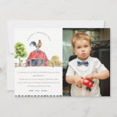 Niedliches Roter Stall Rooster Wasserfarbe Foto Ge Dankeskarte (Vorderseite)