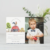 Niedliches Roter Stall Rooster Wasserfarbe Foto Ge Dankeskarte (Stehend Vorderseite)