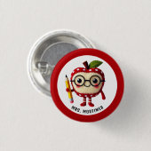 Niedliches rotes Apfelzeichen mit dem Namen des Bl Button (Vorne & Hinten)