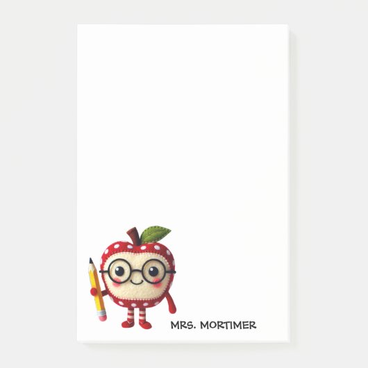 Niedliches rotes Apfelzeichen mit dem Namen des Bl Post-it Klebezettel (Vorderseite)